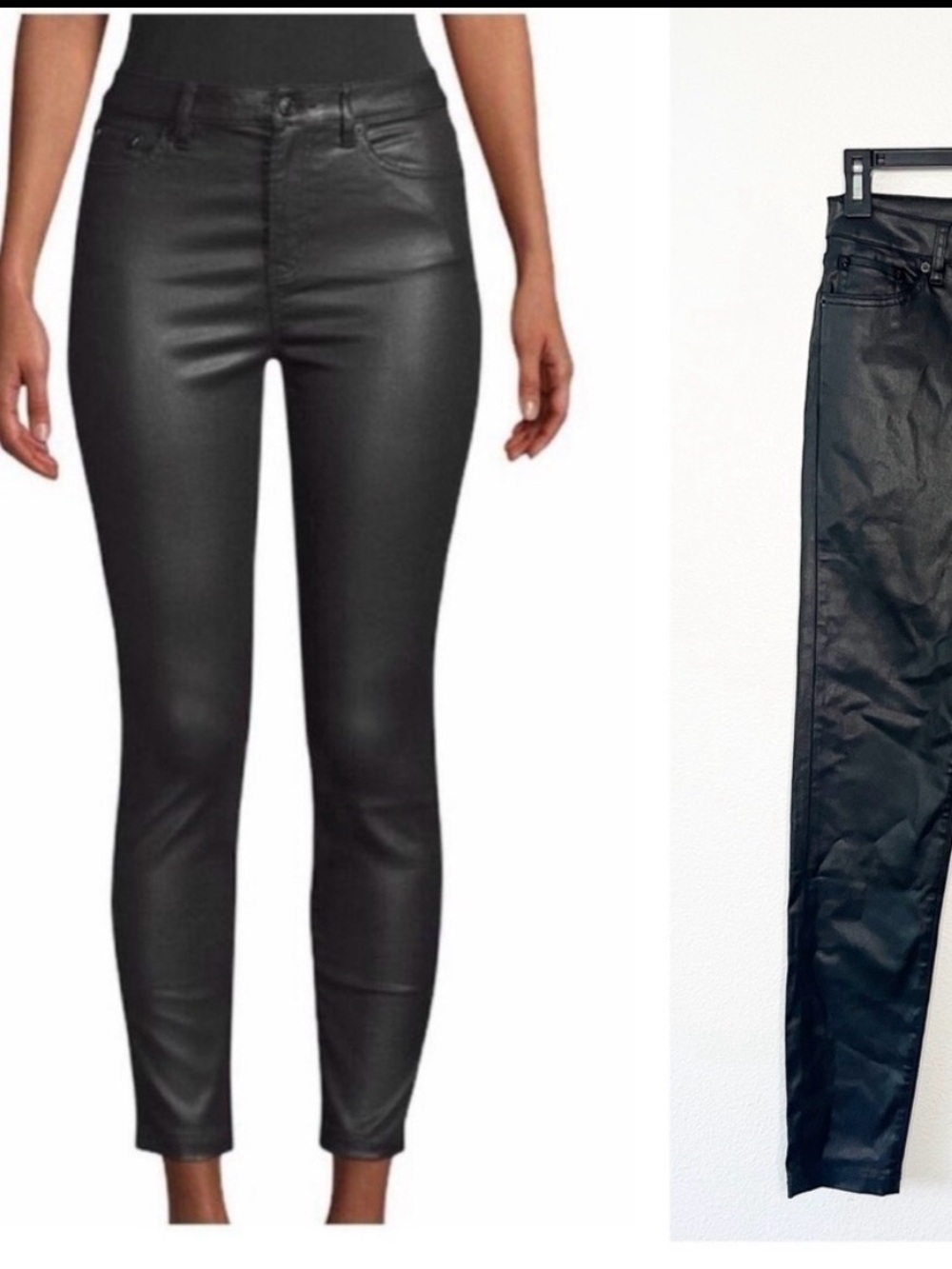 The Kooples Franky Mid-Rise Coated Faux Leather Pants Size 27 Boho Chic NEW